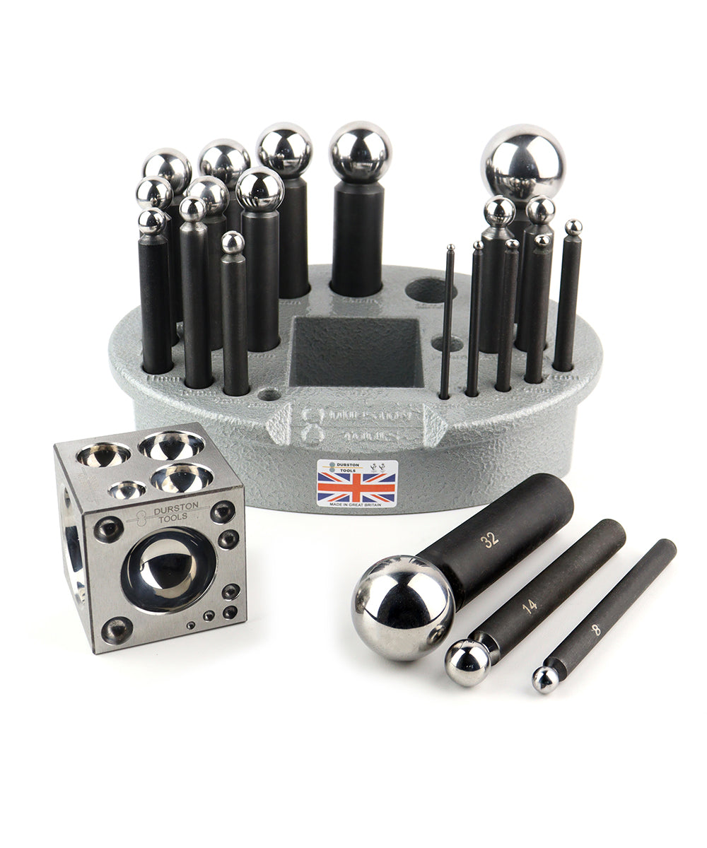 21 Punch Dapping Set with Square Block and Storage Tray