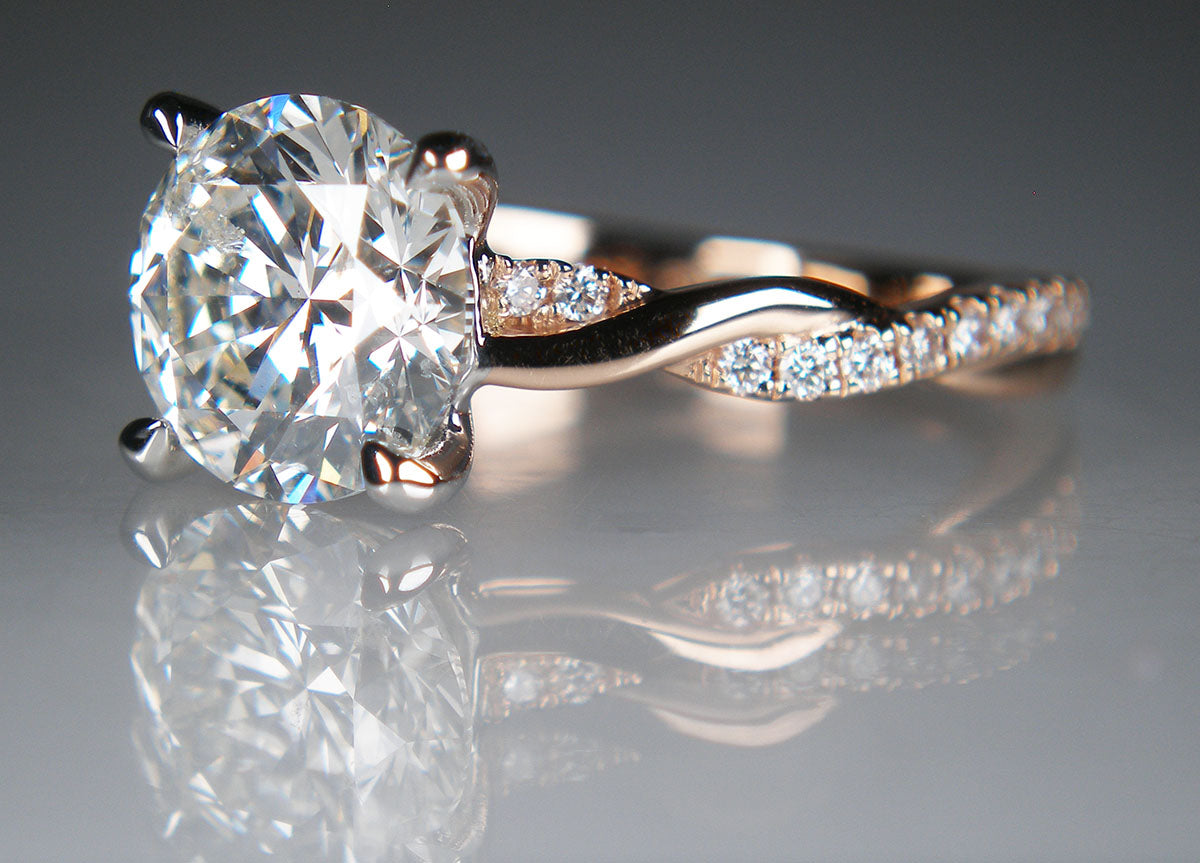 2.40ct diamond solitaire in 18ct rose gold ring