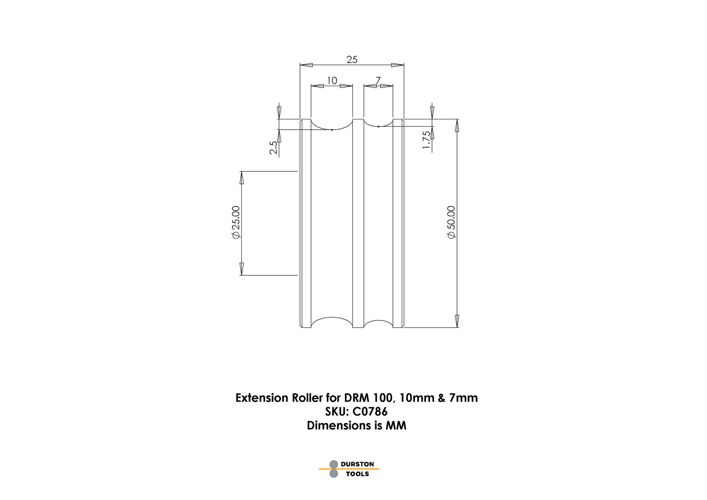 Extension Roller 10 & 7mm for DRM 100