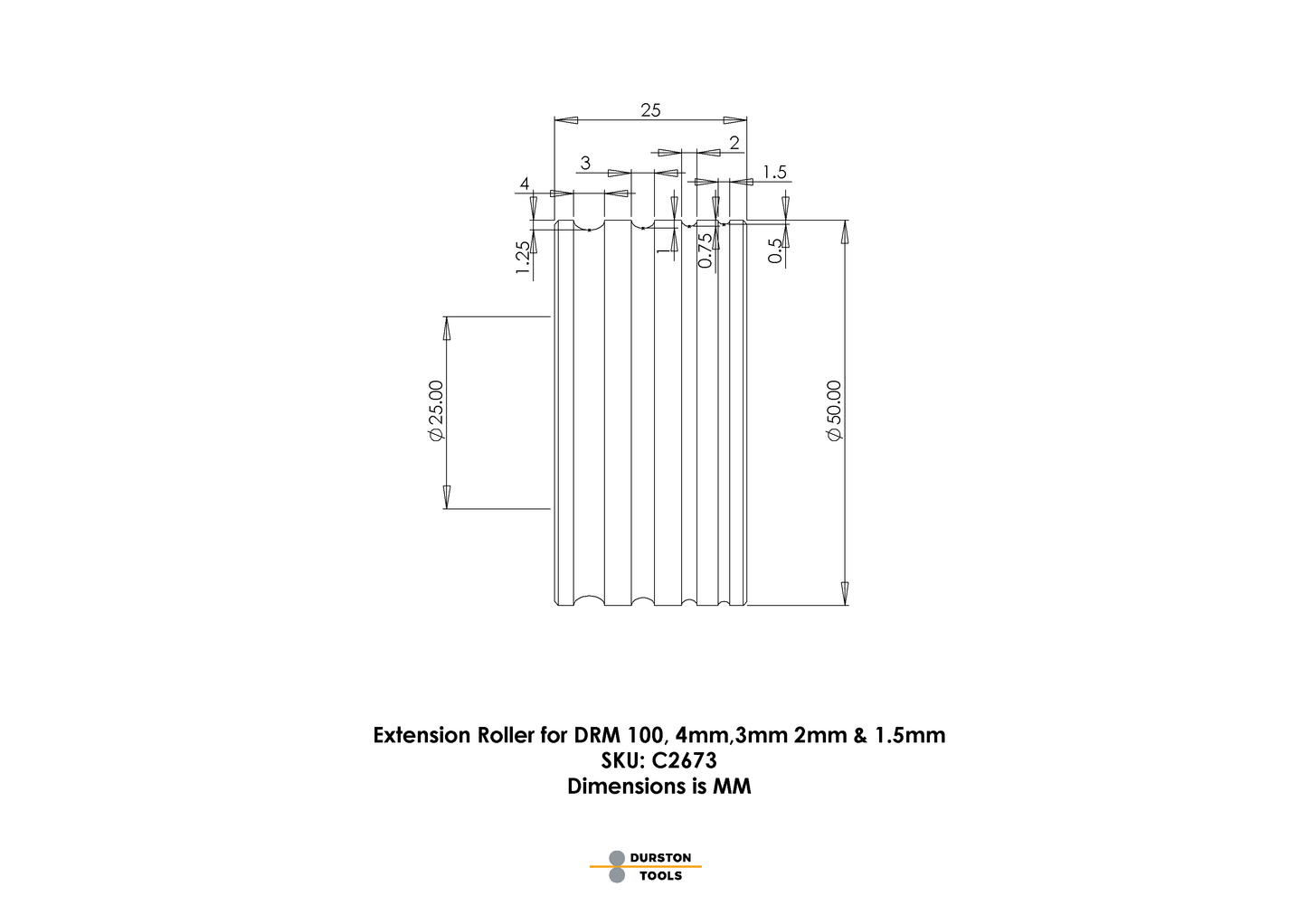 Extension Roller 4, 3, 2 & 1.5mm for DRM 100