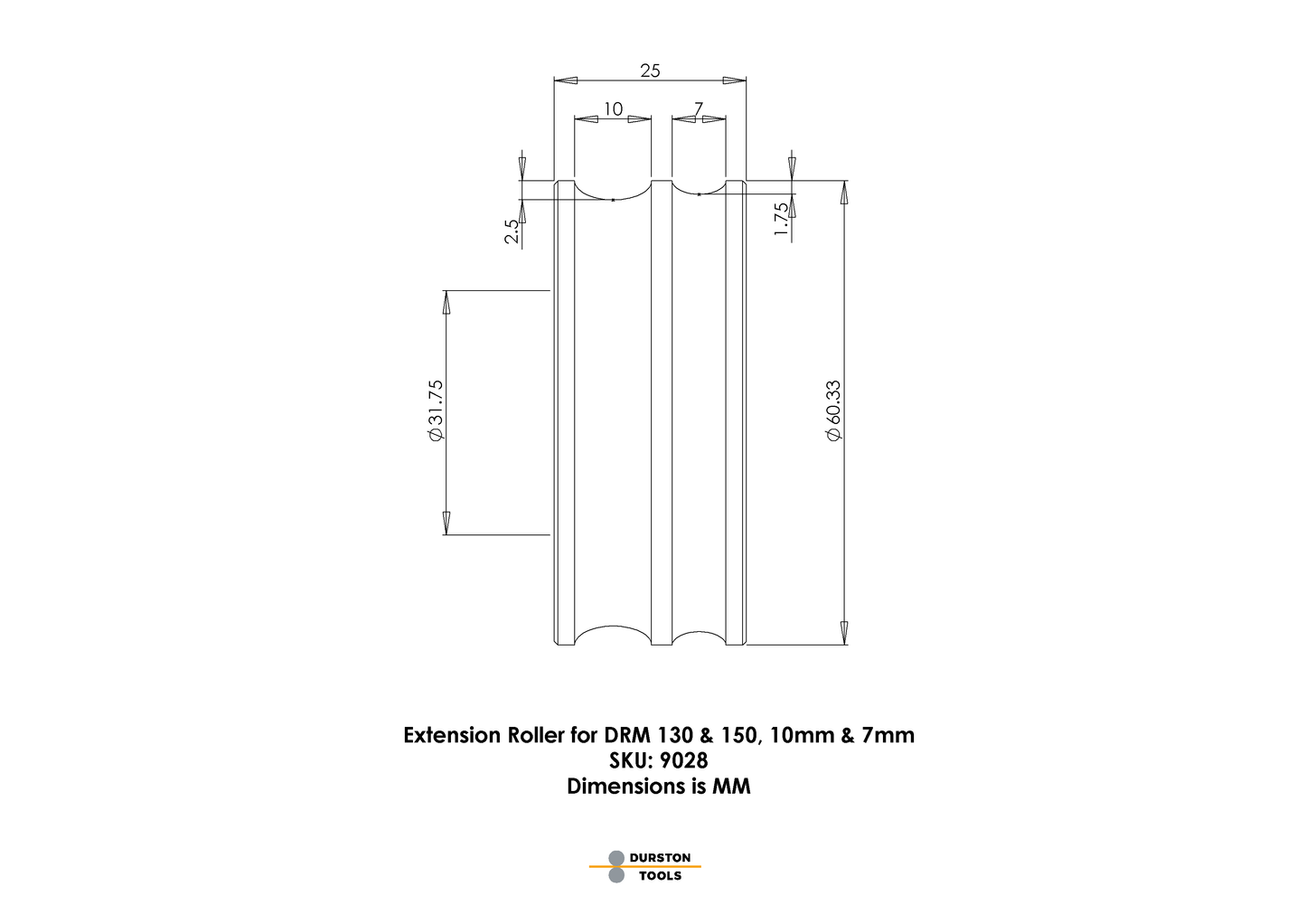 Extension Roller 10 & 7mm for DRM 130 and DRM 150