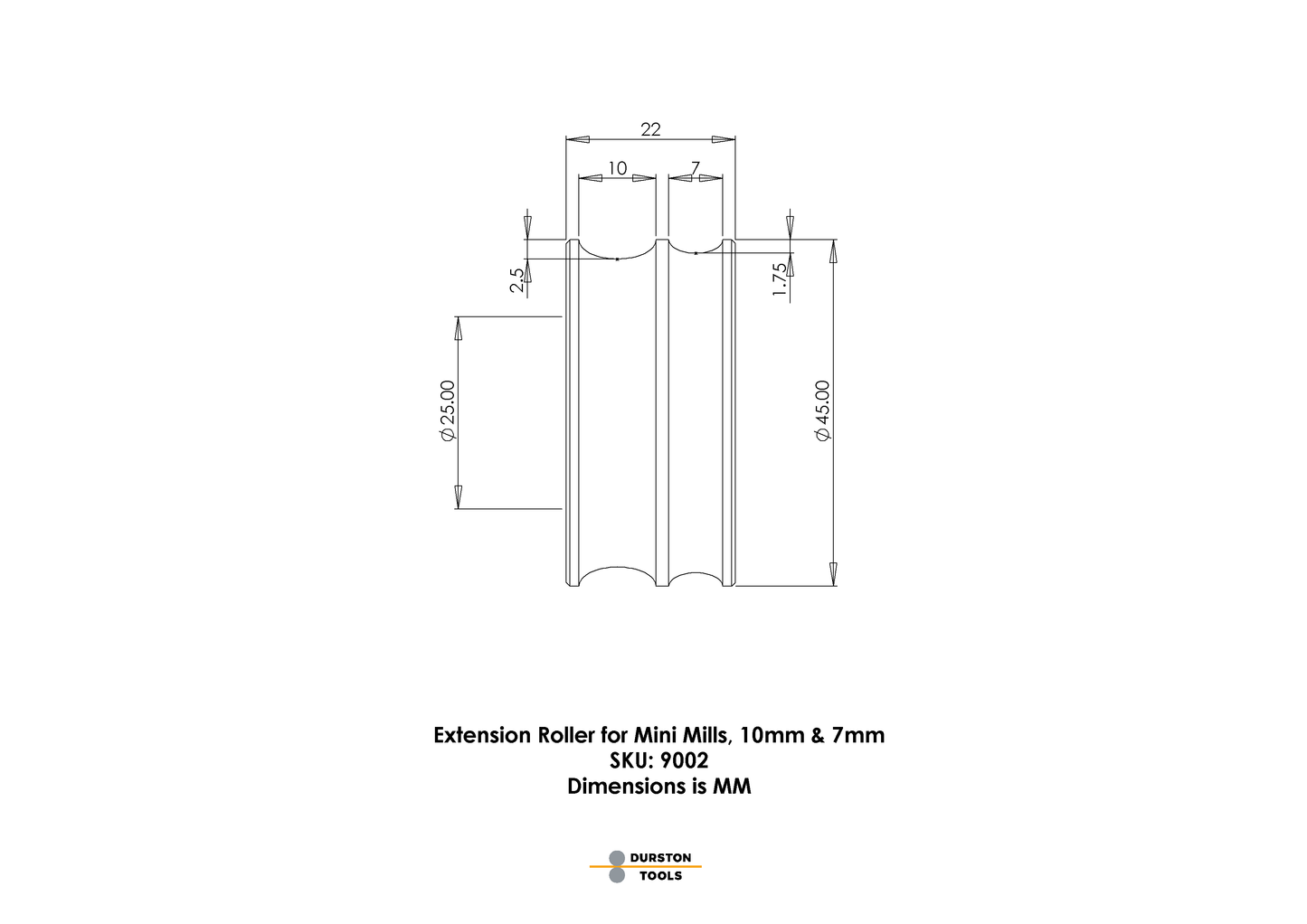 Extension Roller 10 & 7mm for Mini Mills