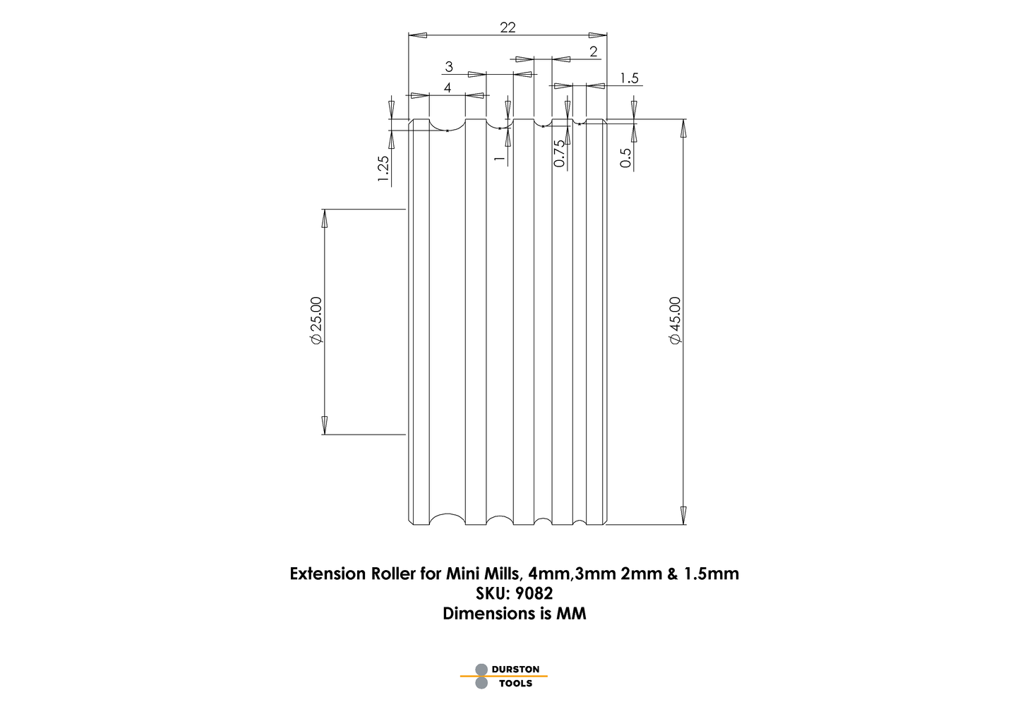 Extension Roller 4, 3, 2 & 1.5mm for Mini Mills