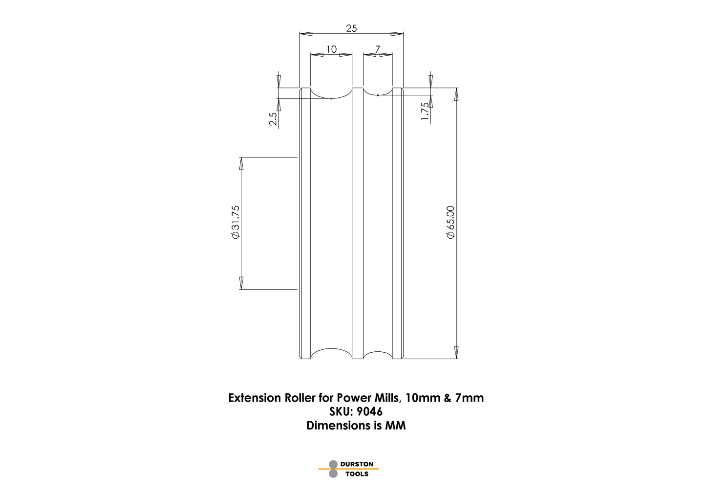 Extension Roller 10 & 7mm for Power Mills