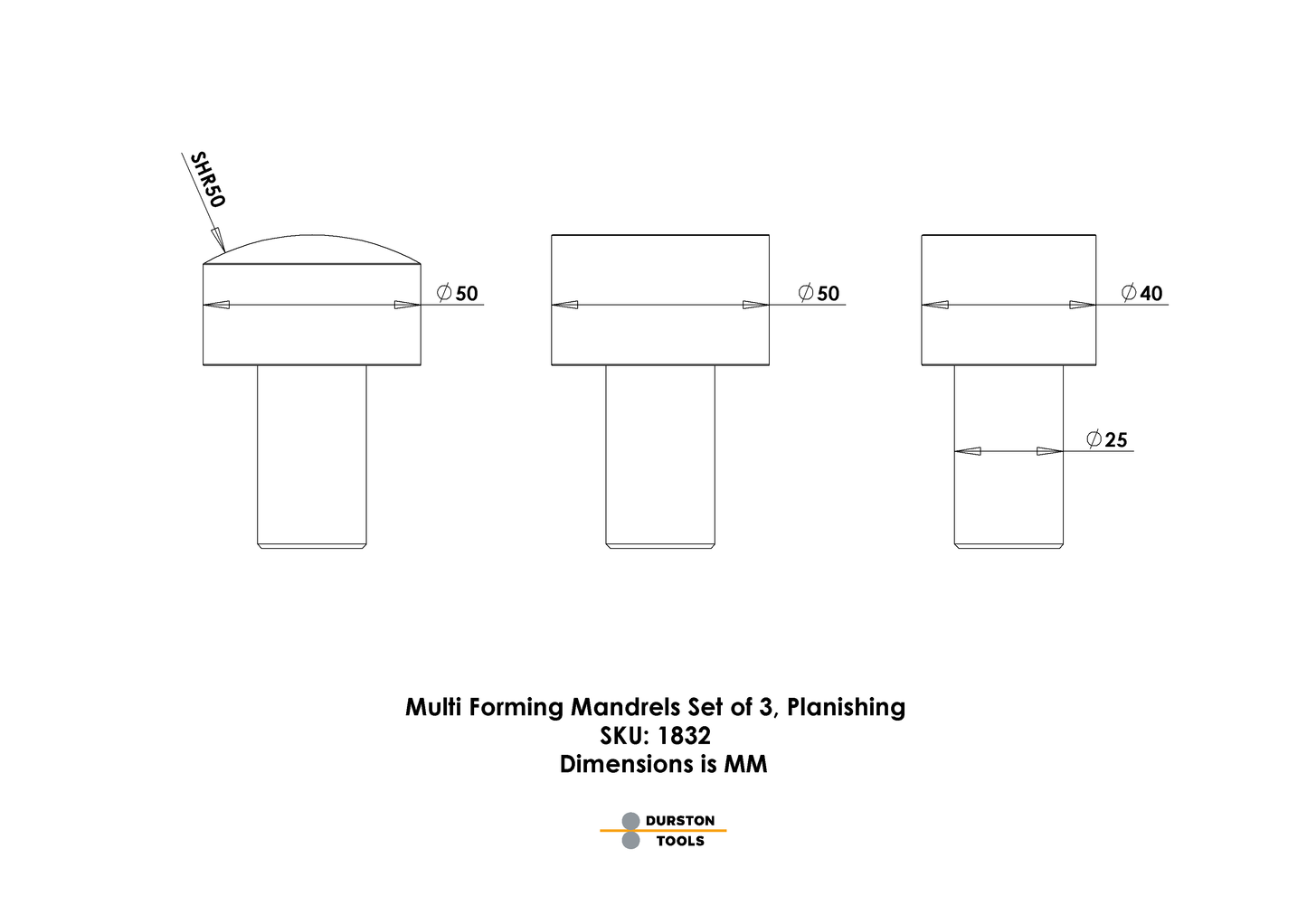Multi Forming Anvil Mandrels Set of 3 – Planishing