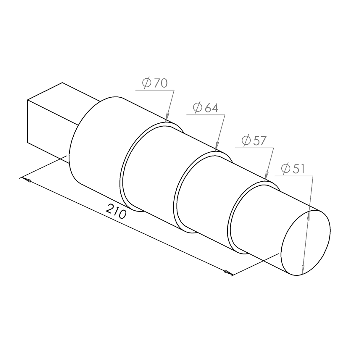 Round Stepped Mandrel with Tang
