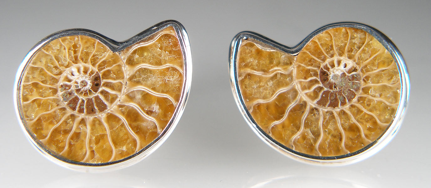 Ammonite cufflinks in silver