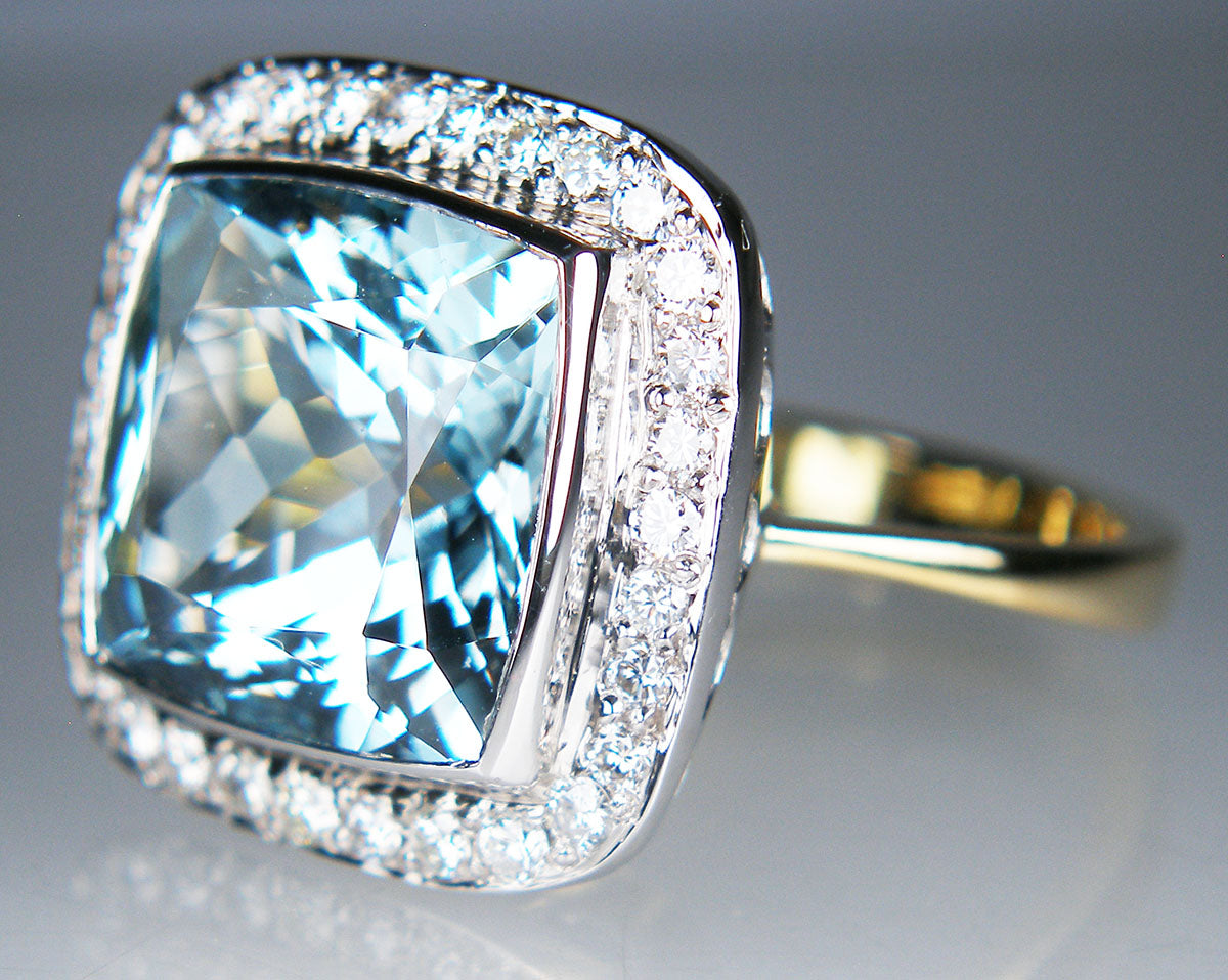 Aquamarine & diamond ring