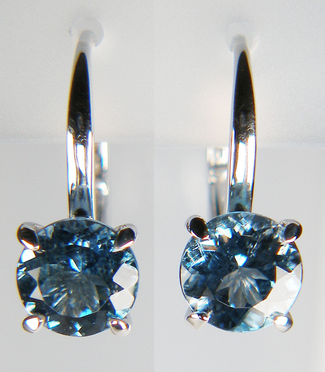 Aquamarine eardrops in 18ct white gold