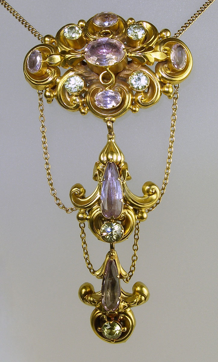 Pink topaz & chrysoberyl necklace
