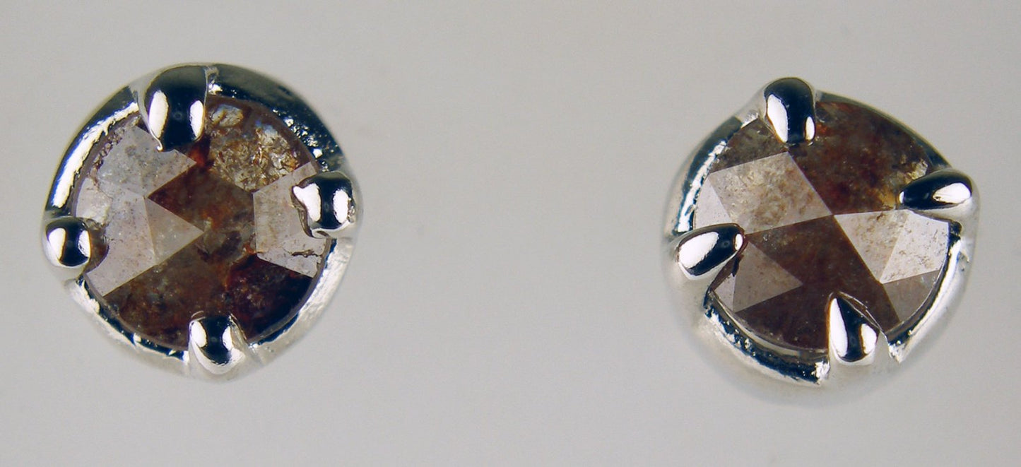 Brown diamond stud earrings