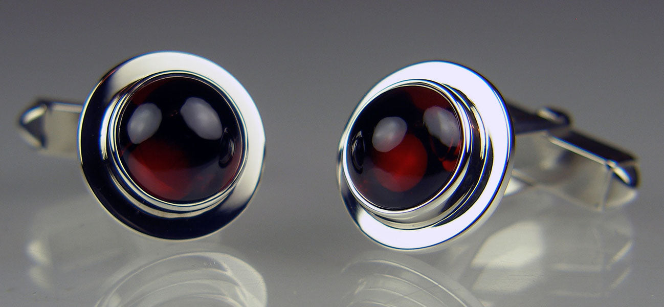 Rhodolite garnet cufflinks in silver
