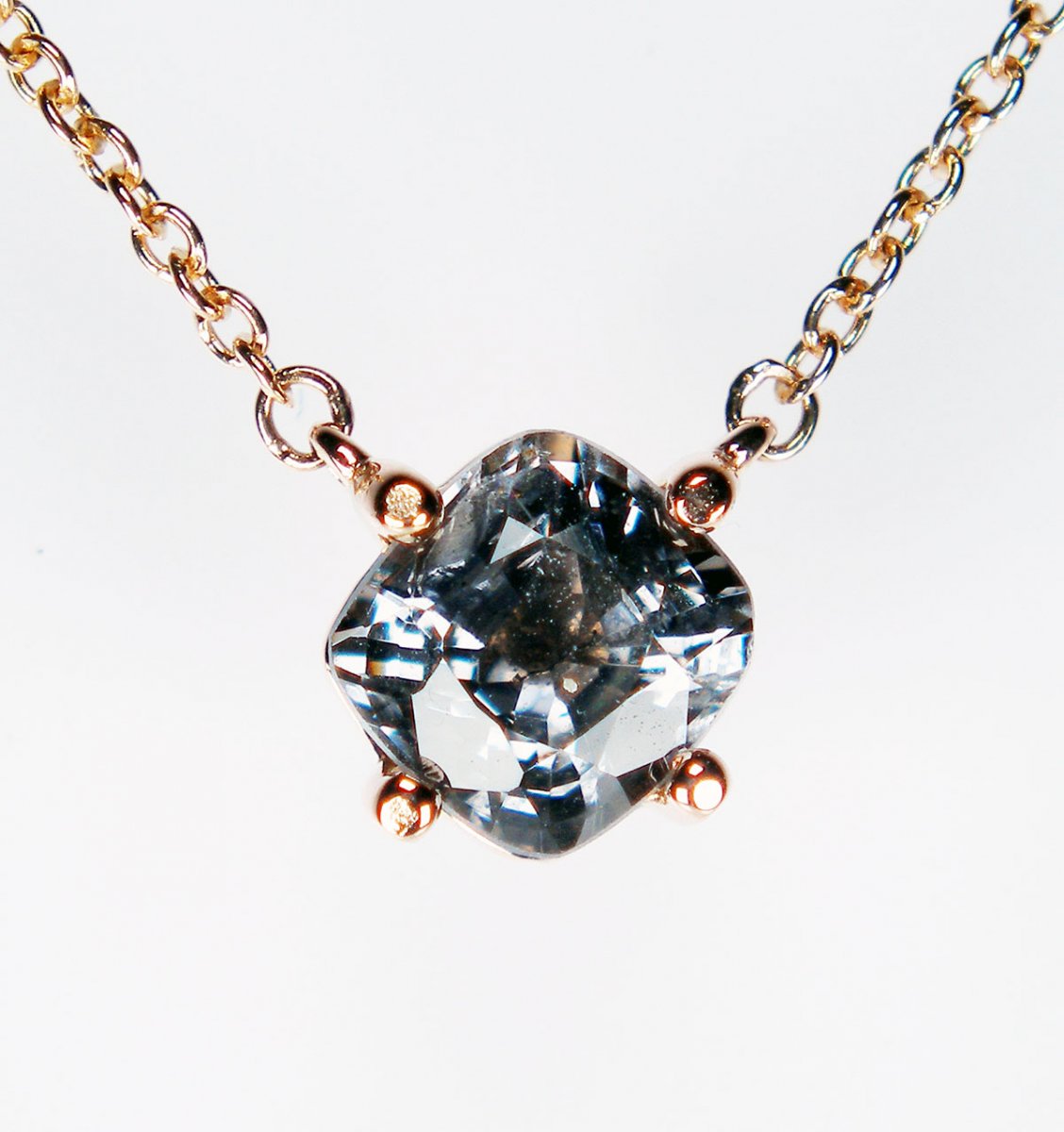 Grey spinel necklace in 10ct rose gold