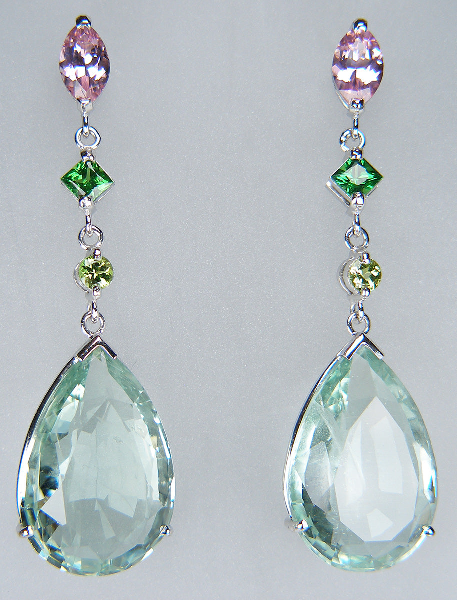 Aquamarine, tourmaline & garnet earrings