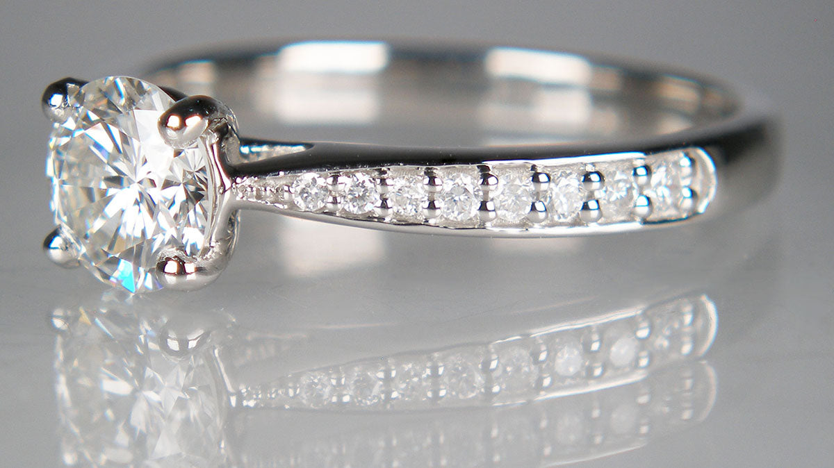 0.71ct round brilliant cut diamond in platinum