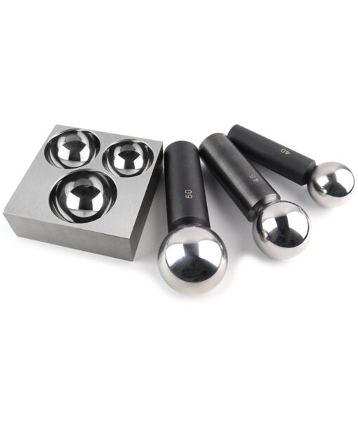 3 Hole Flat Dapping Block With 3 Punches