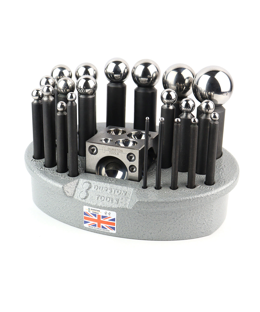 21 Punch Dapping Set with Square Block and Storage Tray