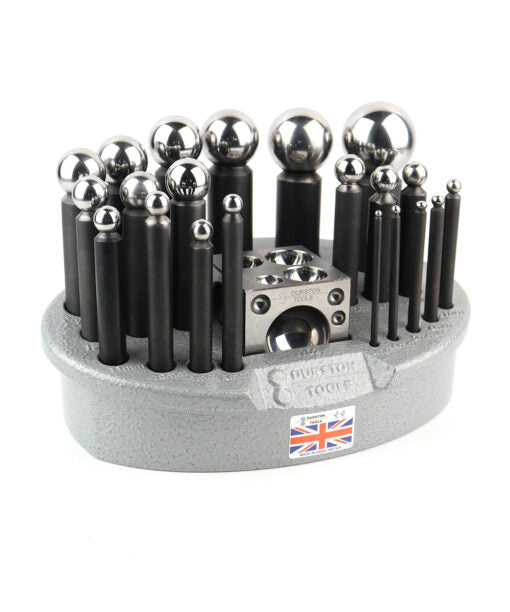 21 Punch Dapping Set with Square Block and Storage Tray