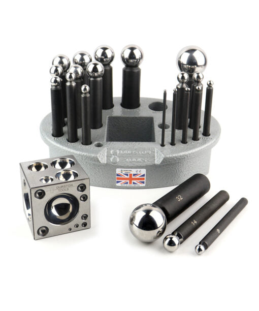 21 Punch Dapping Set with Square Block and Storage Tray