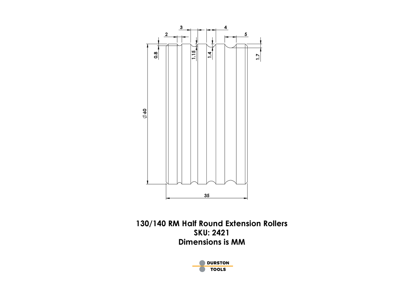 Half-Round Extension Roller for DRM 130/ 150 /  Elite 140