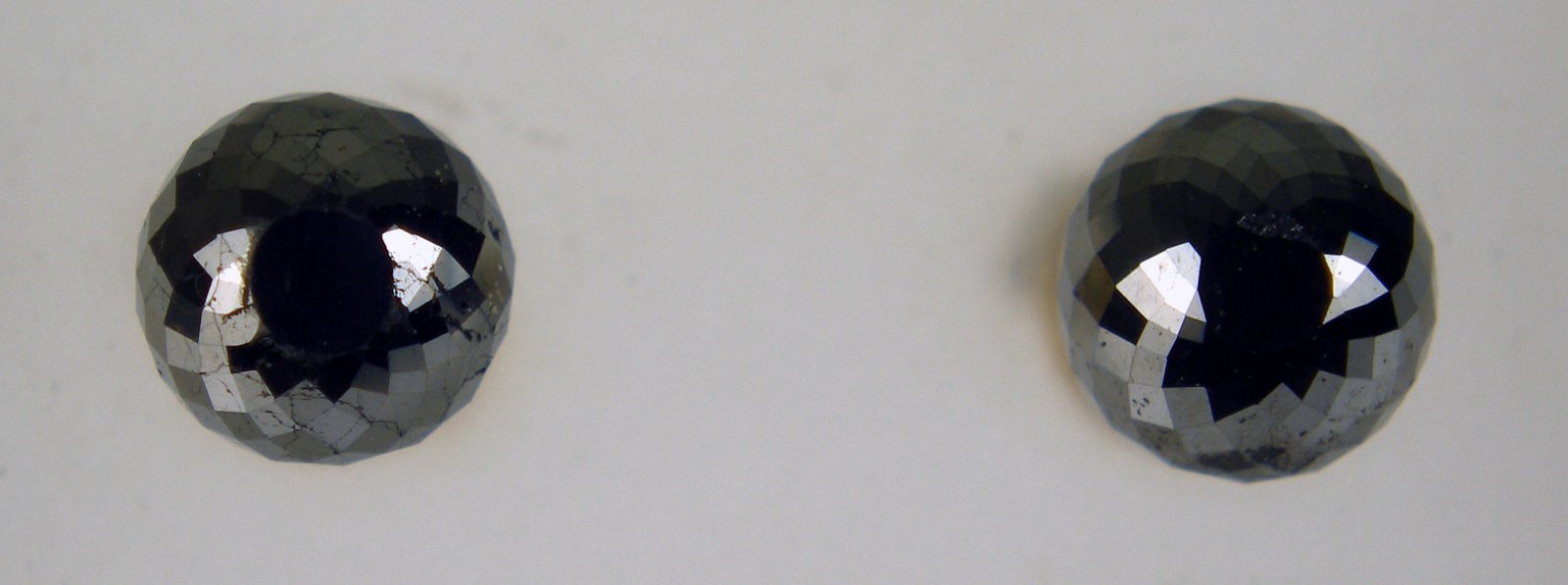 2.90ct spherical black diamond bead stud earrings on 14ct yellow gold posts