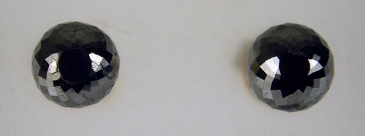 2.90ct spherical black diamond bead stud earrings on 14ct yellow gold posts