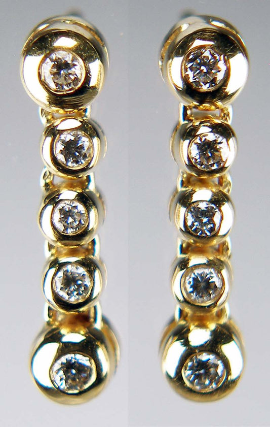 Diamond rubover drop earrings in 14ct yellow gold