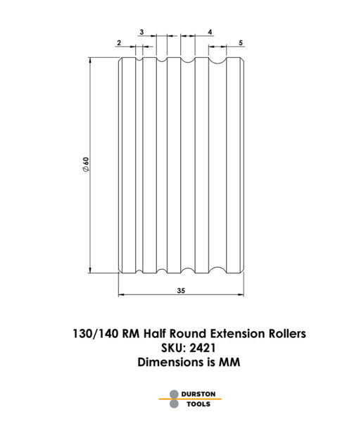 Half-Round Extension Roller for DRM 130/ 150 /  Elite 140