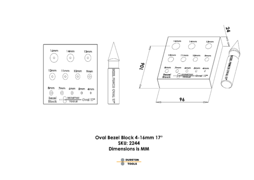 Oval Bezel Block 4-16mm 17°