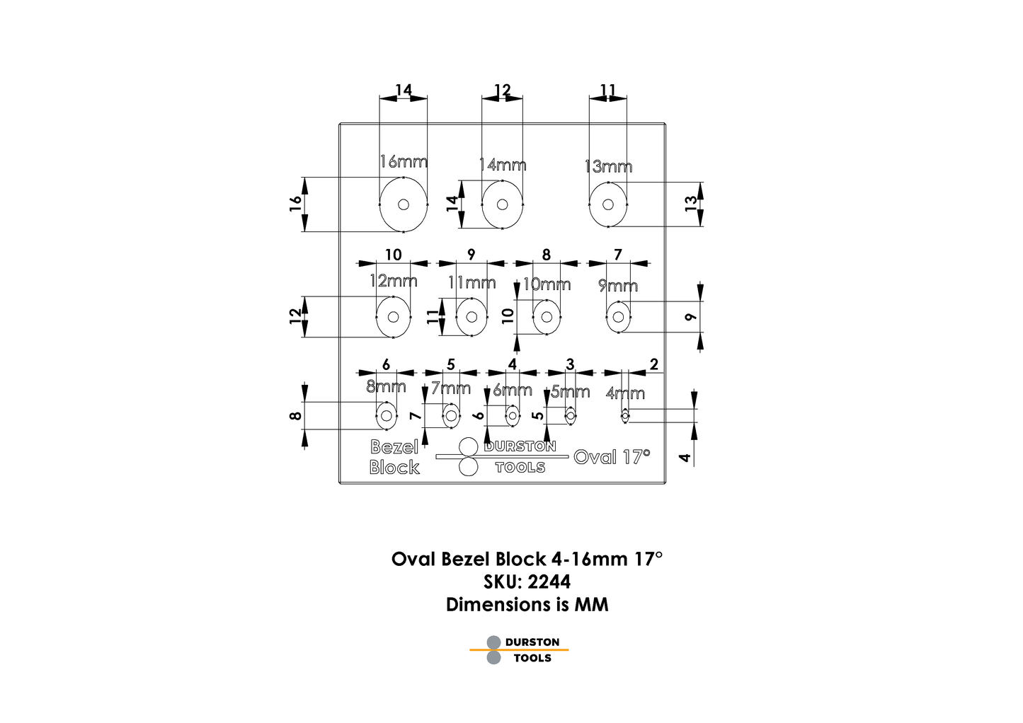 Oval Bezel Block 4-16mm 17°