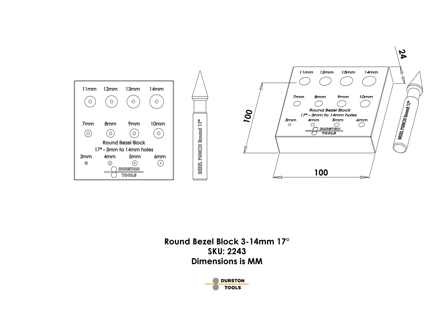 Round Bezel Block 3-14mm 17°