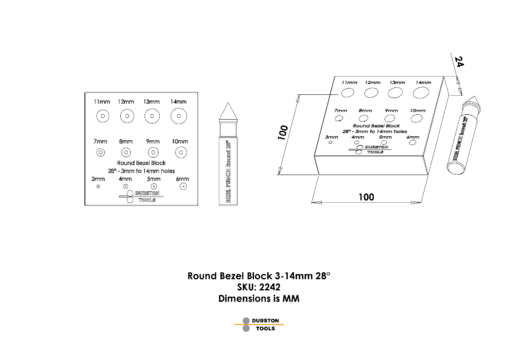 Round Bezel Block 3-14mm 28°