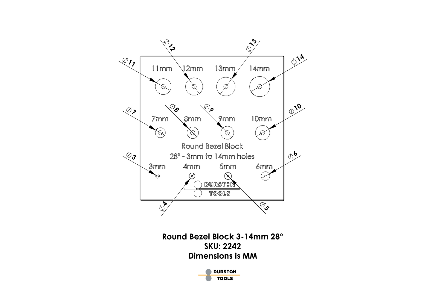 Round Bezel Block 3-14mm 28°