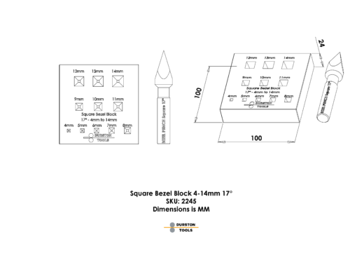 Square Bezel Block 4-14mm 17°