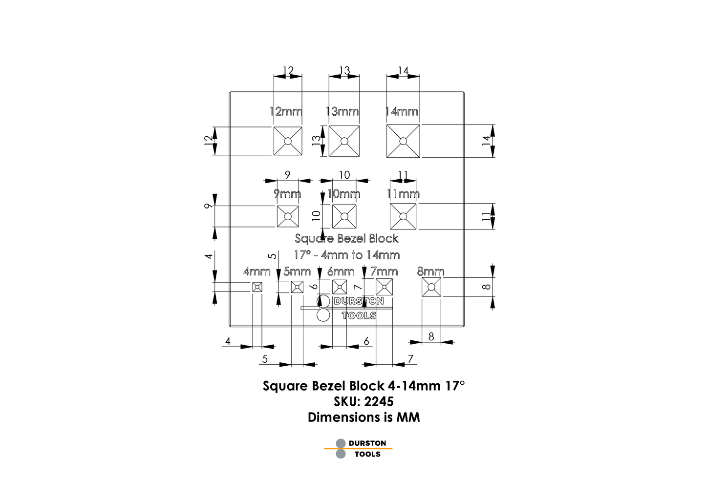 Square Bezel Block 4-14mm 17°