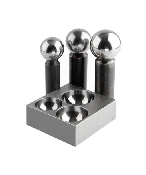 3 Hole Flat Dapping Block With 3 Punches
