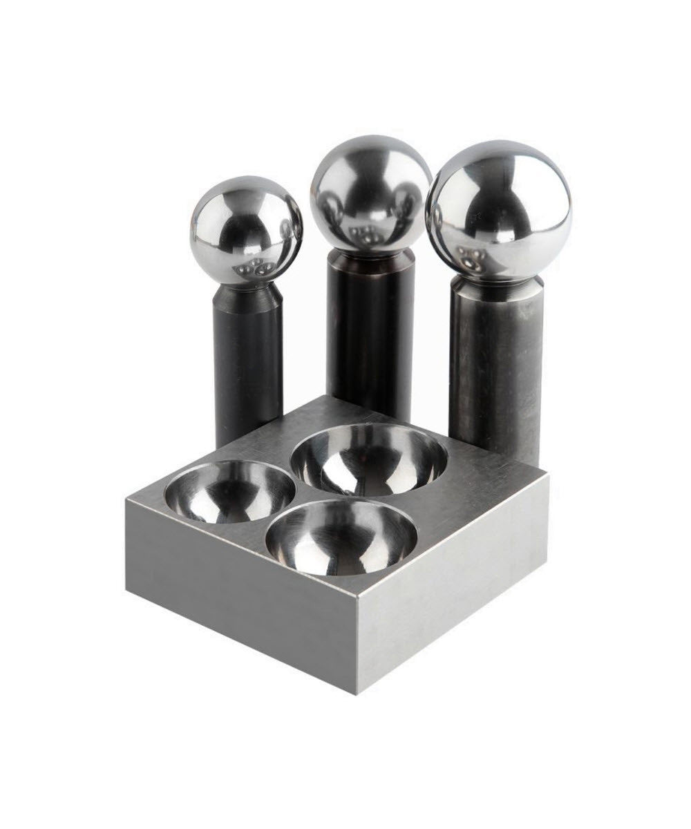 3 Hole Flat Dapping Block With 3 Punches