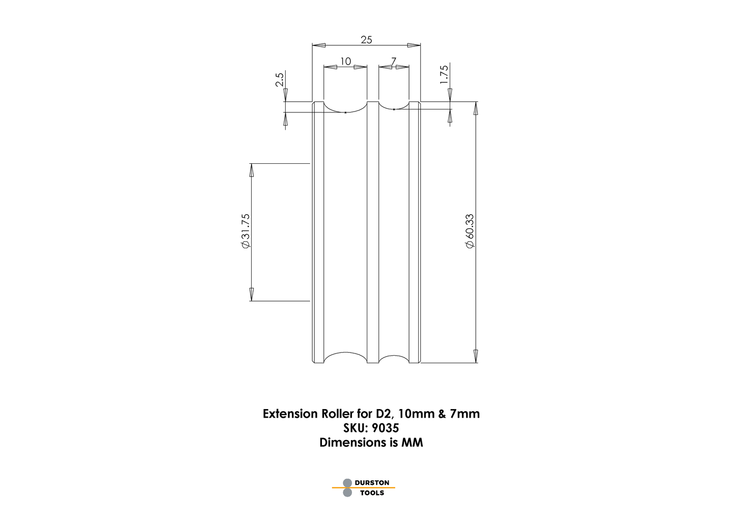 Extension Roller 10 & 7mm for Double Rolling Mills