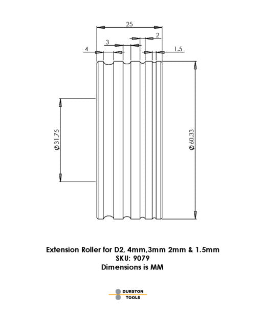Extension Roller 4, 3, 2 & 1.5mm for Double Rolling Mills