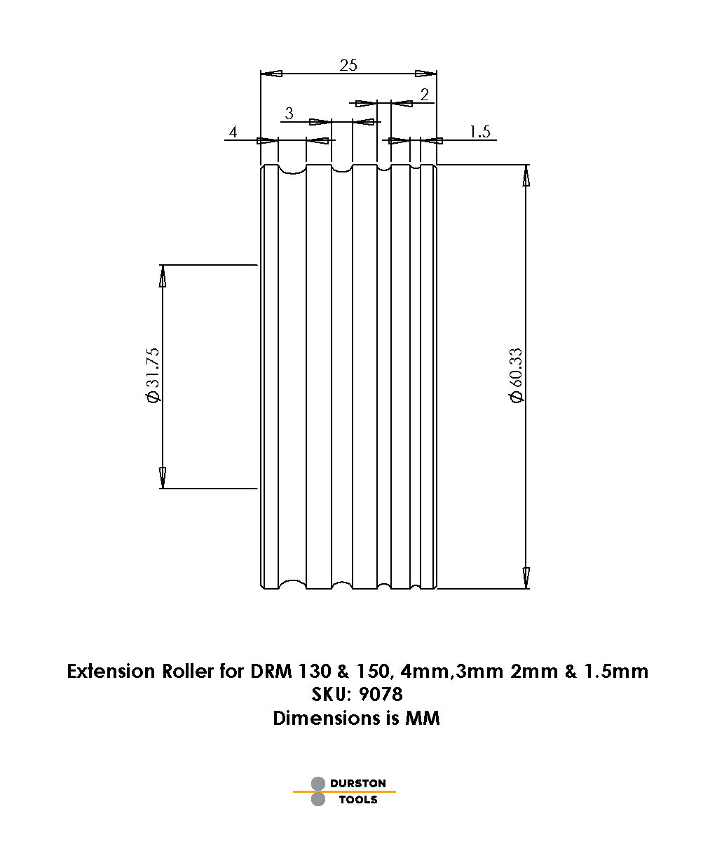 Extension Roller 4, 3, 2 & 1.5mm for DRM 130 and DRM 150