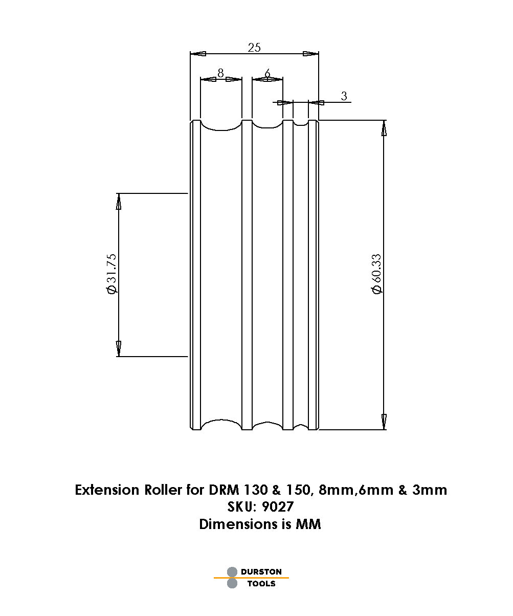 Extension Roller 8, 6 & 3mm for DRM 130 and DRM 150