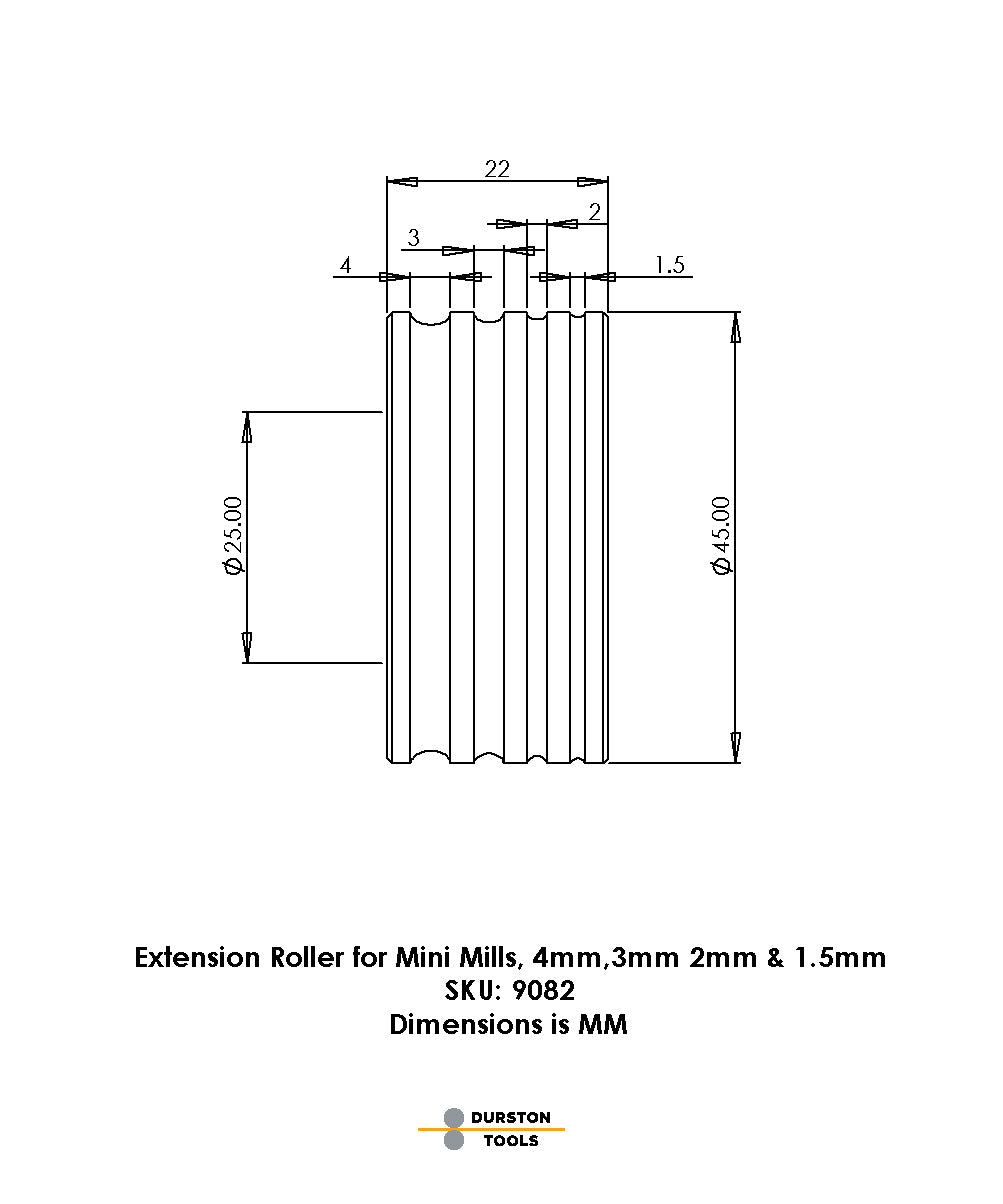 Extension Roller 4, 3, 2 & 1.5mm for Mini Mills