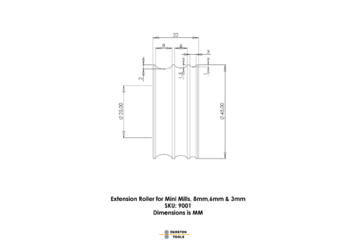 Extension Roller 8, 6 & 3mm for Mini Mills