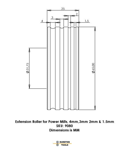 Extension Roller 4, 3, 2 & 1.5mm for Power Mills
