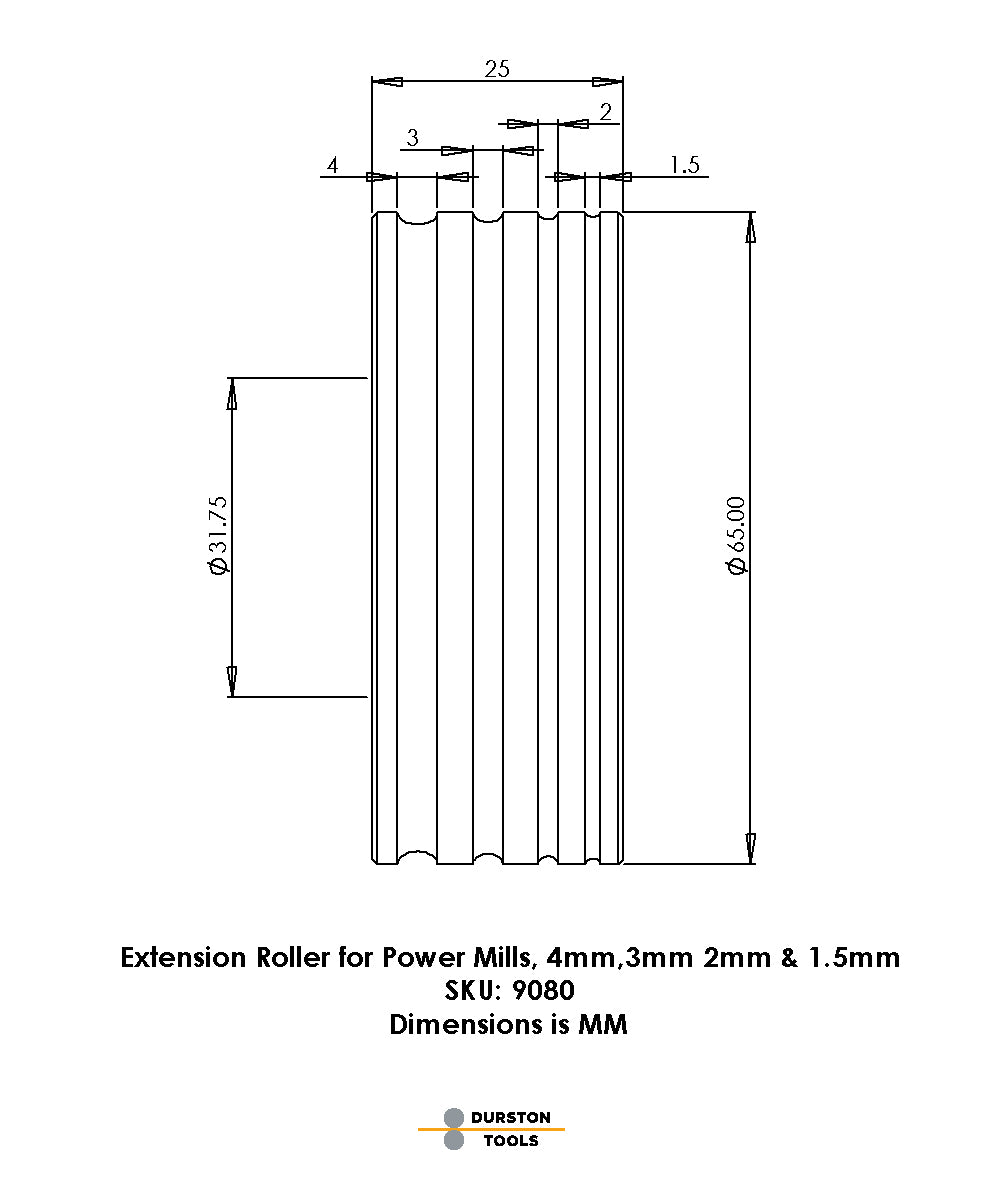 Extension Roller 4, 3, 2 & 1.5mm for Power Mills