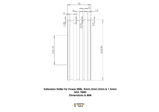 Extension Roller 4, 3, 2 & 1.5mm for Power Mills