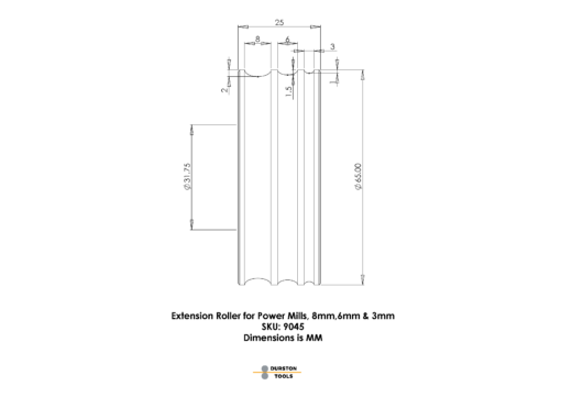 Extension Roller 8, 6 & 3mm for Power Mills