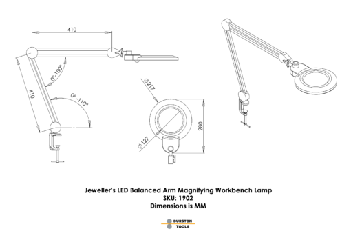 Jeweller’s LED Balanced Arm Magnifying Workbench Lamp