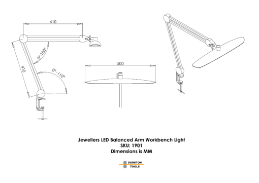 Jeweller’s LED Balanced Arm Workbench Light