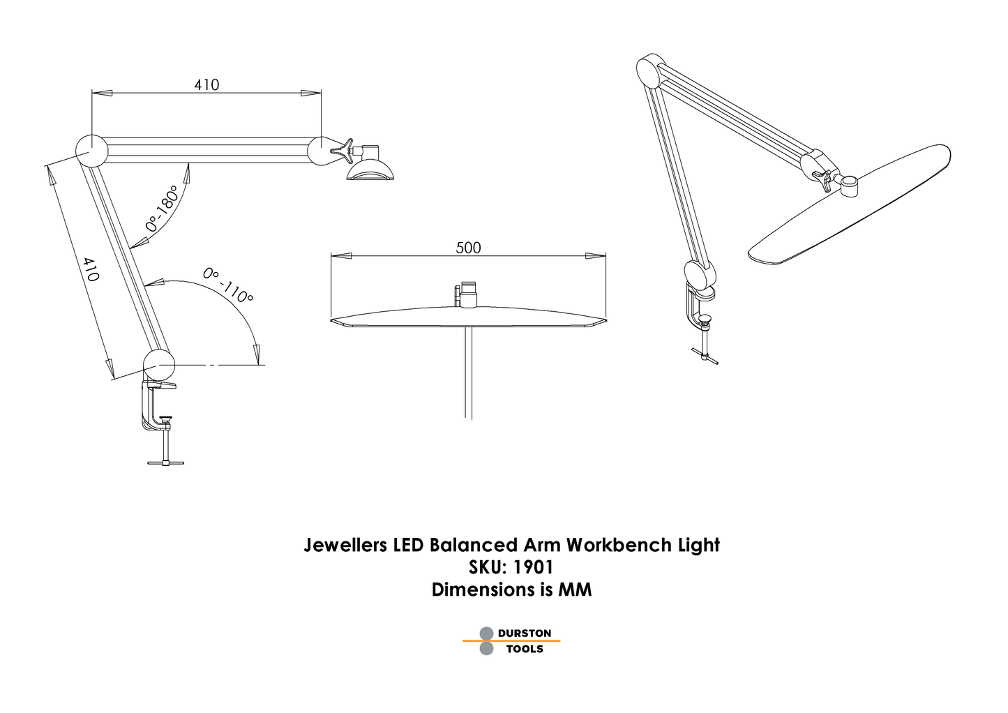 Jeweller’s LED Balanced Arm Workbench Light